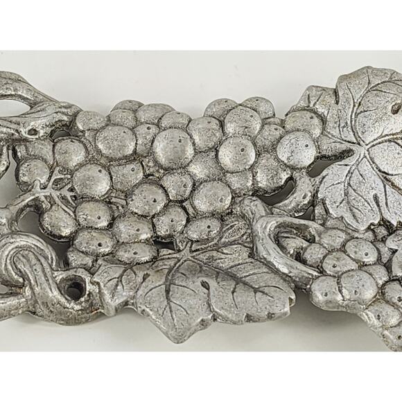 Arthur Court Grape Spoon Rest 8 1/2" 3D Vines Grapes 1993 Dinnerware Aluminum - Picture 3 of 15